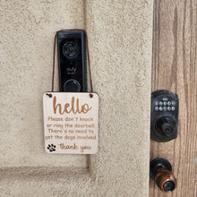 Please don't knock wooden door sign