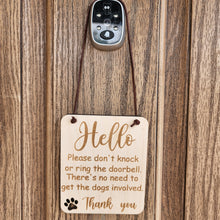 Please don't knock wooden door sign
