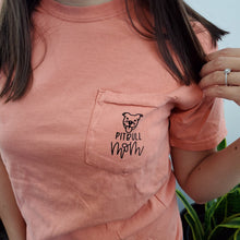 Pitbull mom with pitbull head pocket tee