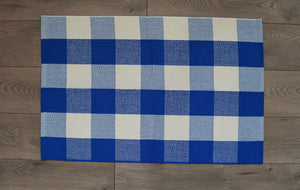 Blue & White plaid under mat