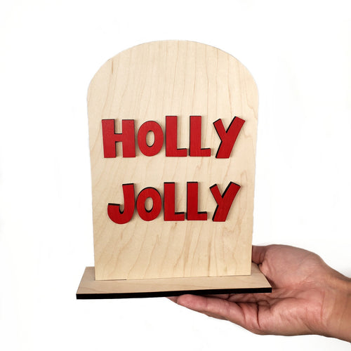 Holly Jolly Wooden standing sign