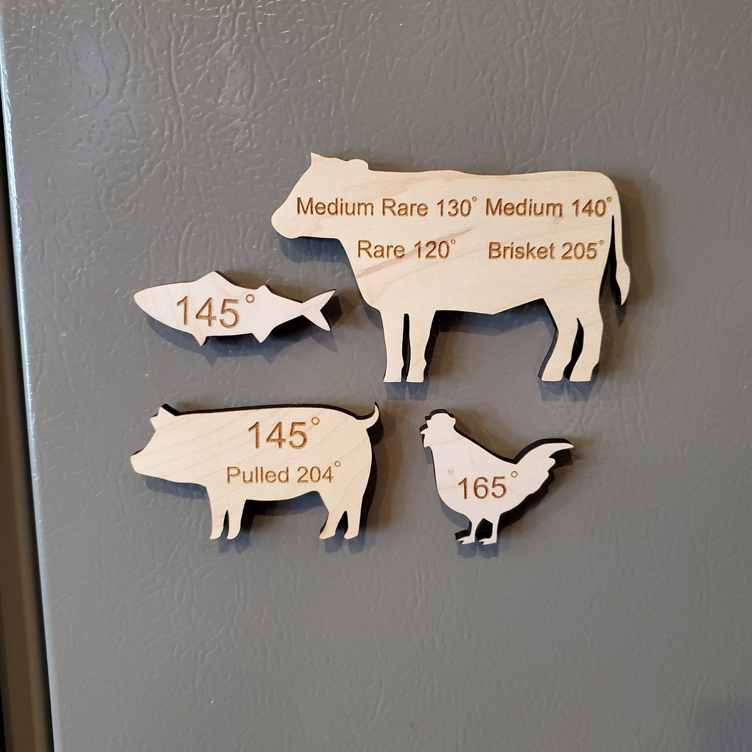 Meat Temperature Wooden Magnet